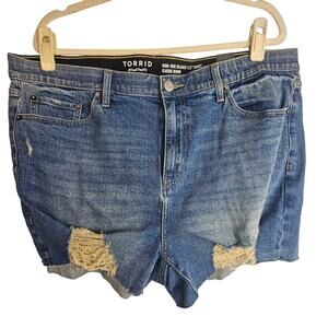 Torrid Womens High Rise Relaxed Classic Denim Shorts Plus Size 16 Distressed Y2K